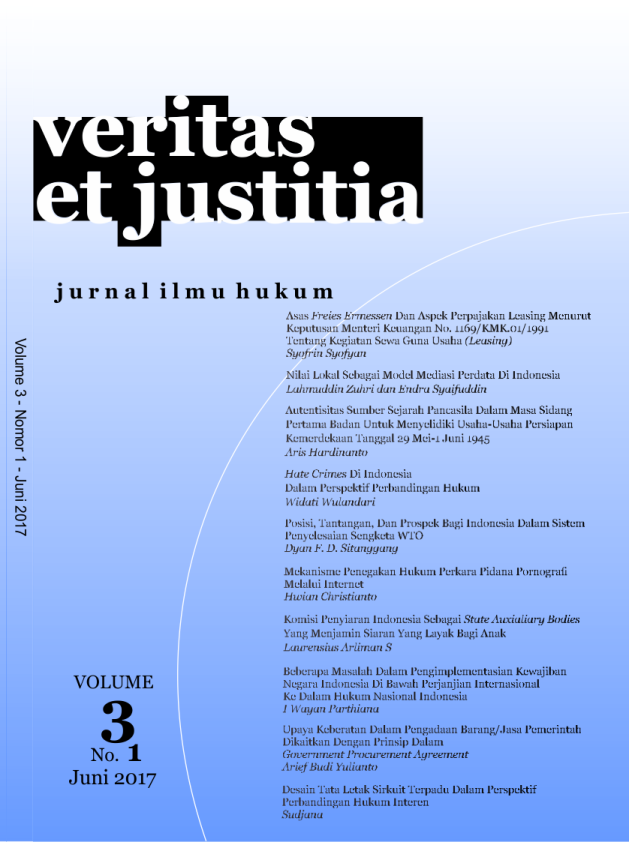 					View Vol. 3 No. 1 (2017): Veritas et Justitia
				