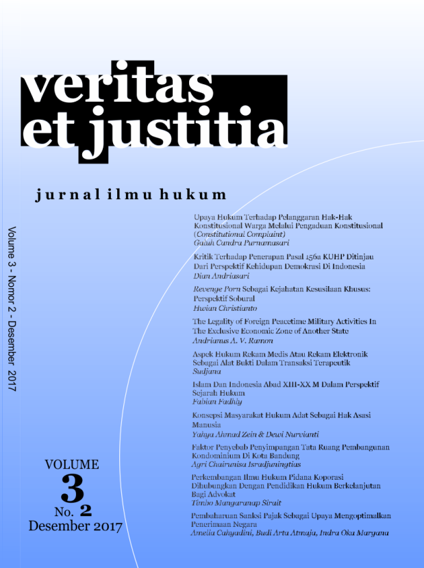 					View Vol. 3 No. 2 (2017): Veritas et Justitia
				