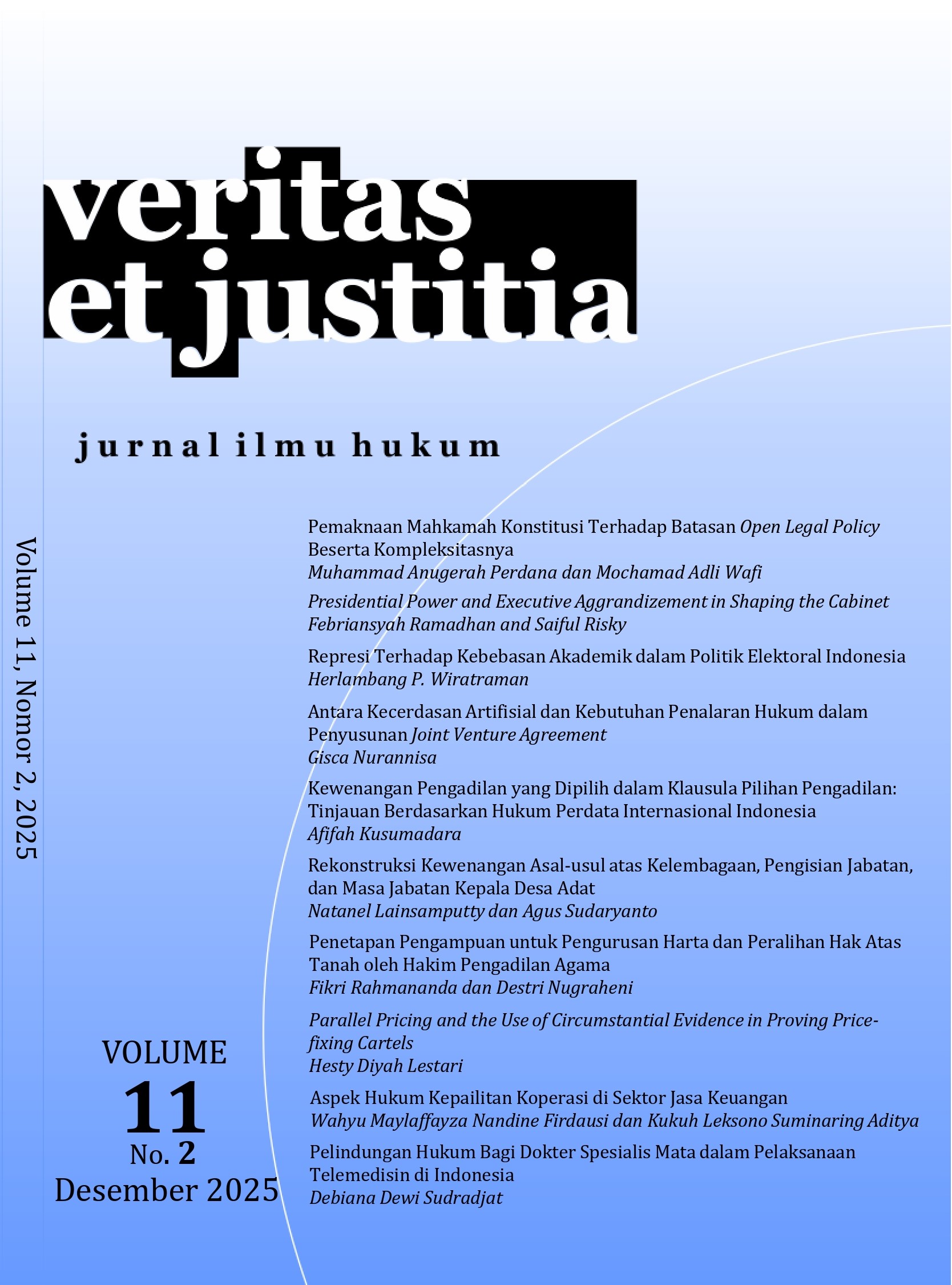 					View Vol. 11 No. 2 (2025): Veritas et Justitia
				