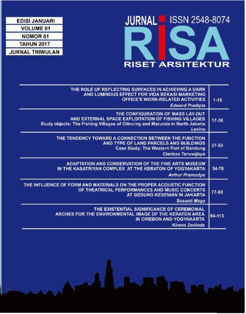 					Lihat Vol 1 No 1 (2017): RISET ARSITEKTUR "RISA"
				