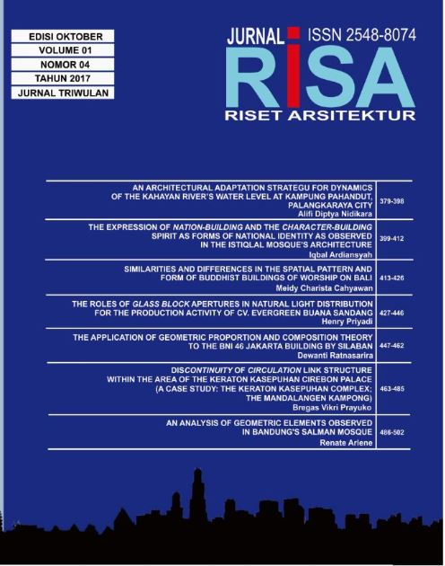 					Lihat Vol 1 No 04 (2017): RISET ARSITEKTUR "RISA"
				
