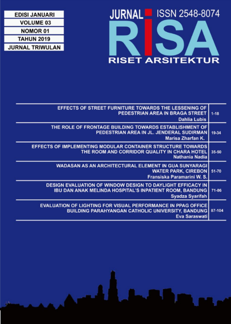 					Lihat Vol 3 No 01 (2019): RISET ARSITEKTUR "RISA"
				