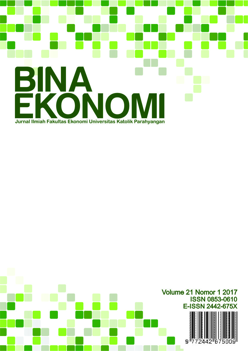 					View Vol. 21 No. 1 (2017): Bina Ekonomi: Majalah Ilmiah Fakultas Ekonomi Universitas Katolik Parahyangan
				